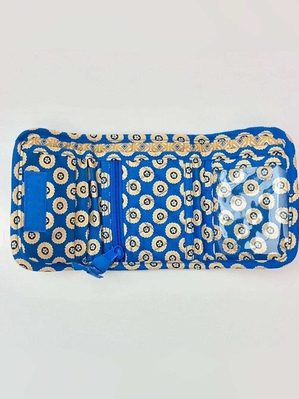 Vera Bradley Blue Riviera Patterned Quilted Fold Wallet